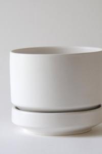 Arabia Finland Planter by Richard Lindh. White modernist Two-piece flower pot