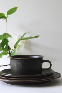 Arabia Finland RUSKA Tea set. Large Cup saucer and plate by Ulla Procope. Modern Stoneware Made in Finland