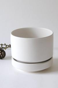 Arabia Finland Planter by Richard Lindh. White modernist Two-piece flower pot