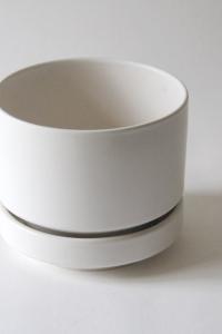 Arabia Finland Planter by Richard Lindh. White modernist Two-piece flower pot