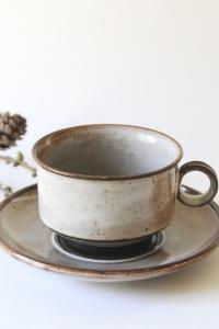 Danish Modern Teacup and saucer. STOGO Design by Herluf Gottschalk-Olsen. Rustic stoneware
