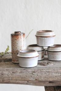 Set of four egg cups. Danish Modern Stoneware - Stogo. Design by Herluf Gottschalk-Olsen