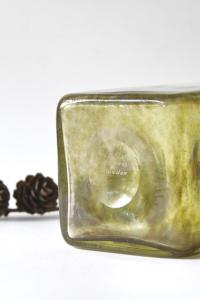Art Glass Vase by John Orwar Lake for Ekenäs Sweden. Yellow Swirl and bubble glass Vase. Signed