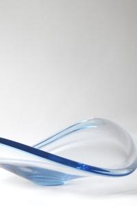 Per Lutken for Holmegaard. THULE Swirl bowl. Aqua blue crystal. Scandinavian modern Art glass