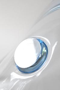 Per Lutken for Holmegaard. THULE Swirl bowl. Aqua blue crystal. Scandinavian modern Art glass