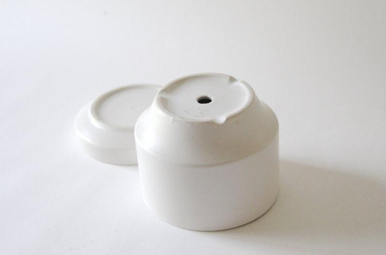 Arabia Finland Planter by Richard Lindh. White modernist Two-piece flower pot