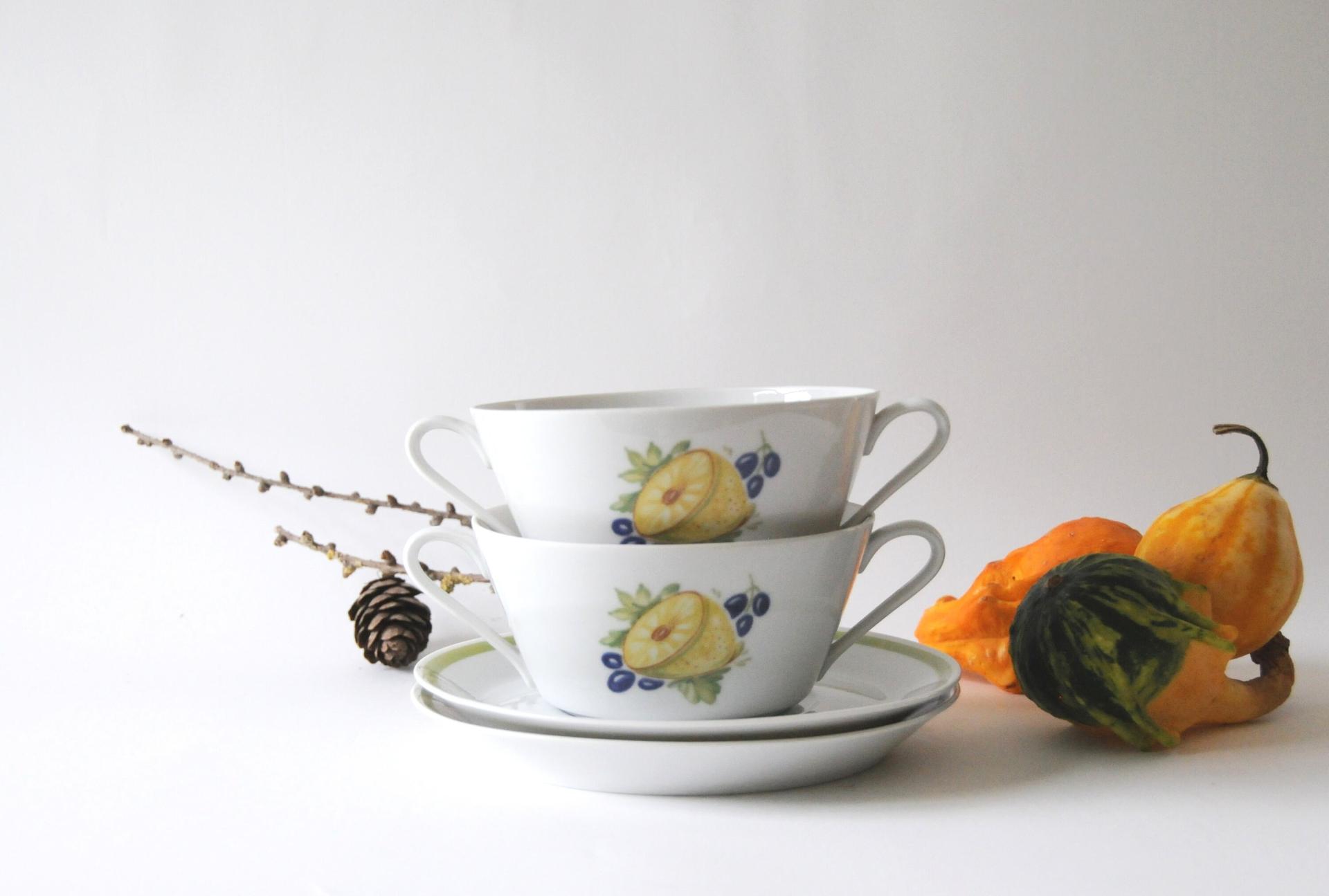 Soup bowls Danish Design. Lyngby Denmark. Danild / Picknic. Two Soup Bowl sets. Mid century modern design