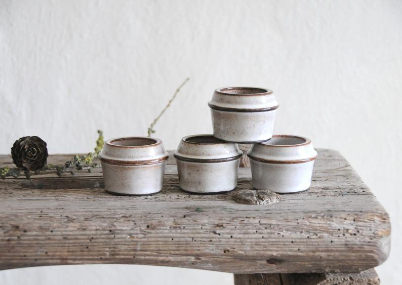 Set of four egg cups. Danish Modern Stoneware - Stogo. Design by Herluf Gottschalk-Olsen