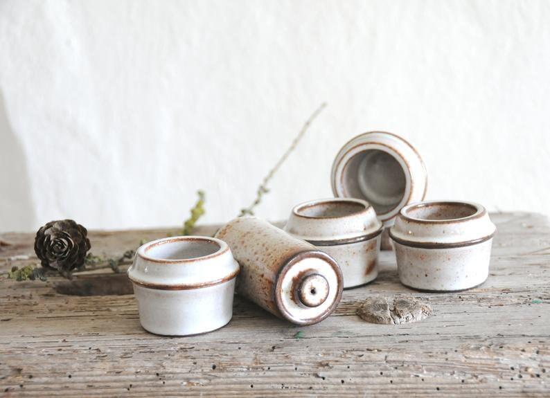 Set of four egg cups. Danish Modern Stoneware - Stogo. Design by Herluf Gottschalk-Olsen