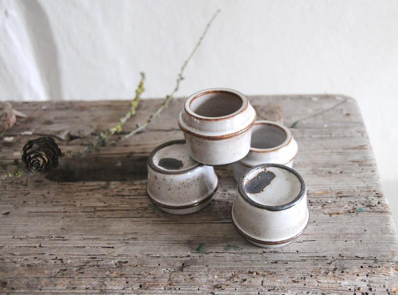 Set of four egg cups. Danish Modern Stoneware - Stogo. Design by Herluf Gottschalk-Olsen