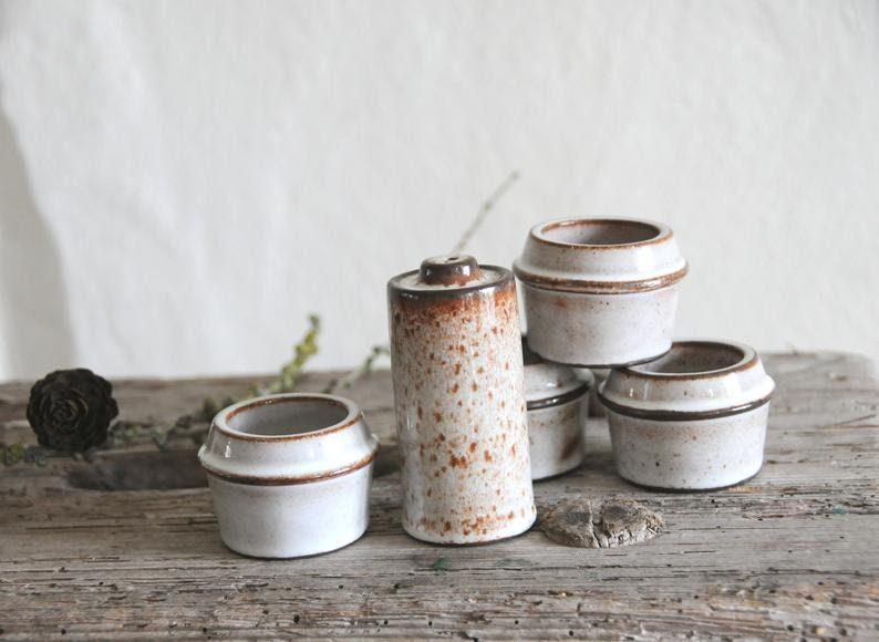 Set of four egg cups. Danish Modern Stoneware - Stogo. Design by Herluf Gottschalk-Olsen