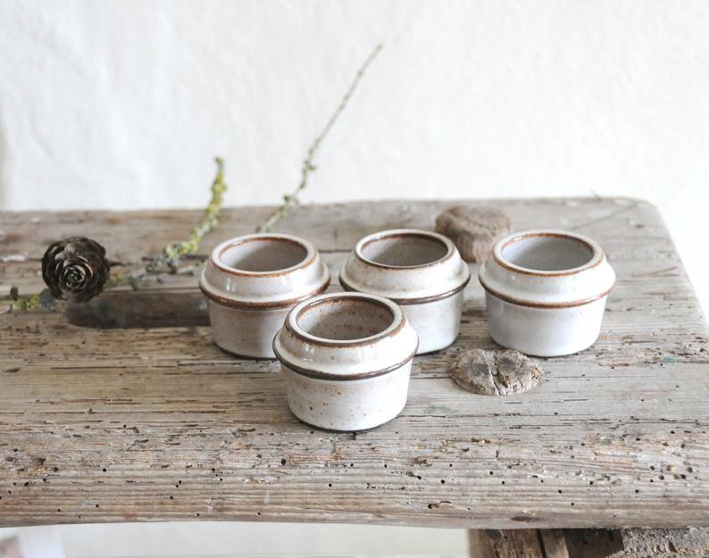 Set of four egg cups. Danish Modern Stoneware - Stogo. Design by Herluf Gottschalk-Olsen
