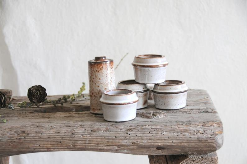 Set of four egg cups. Danish Modern Stoneware - Stogo. Design by Herluf Gottschalk-Olsen