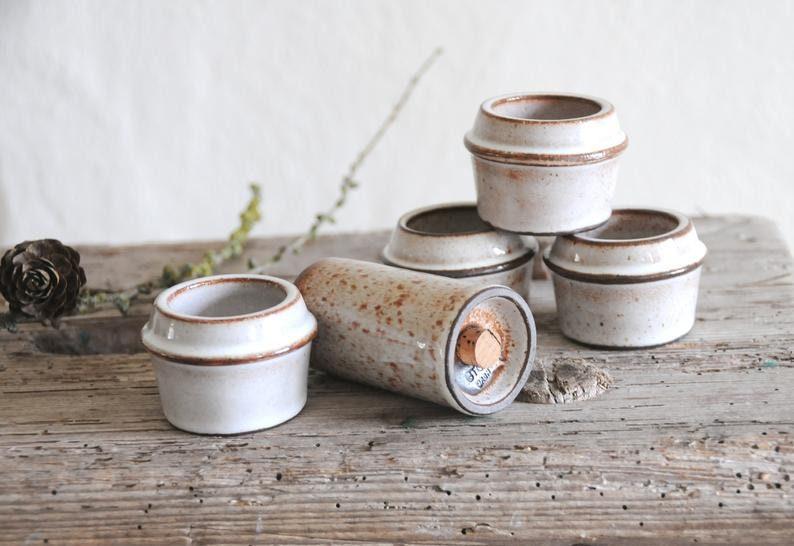 Set of four egg cups. Danish Modern Stoneware - Stogo. Design by Herluf Gottschalk-Olsen