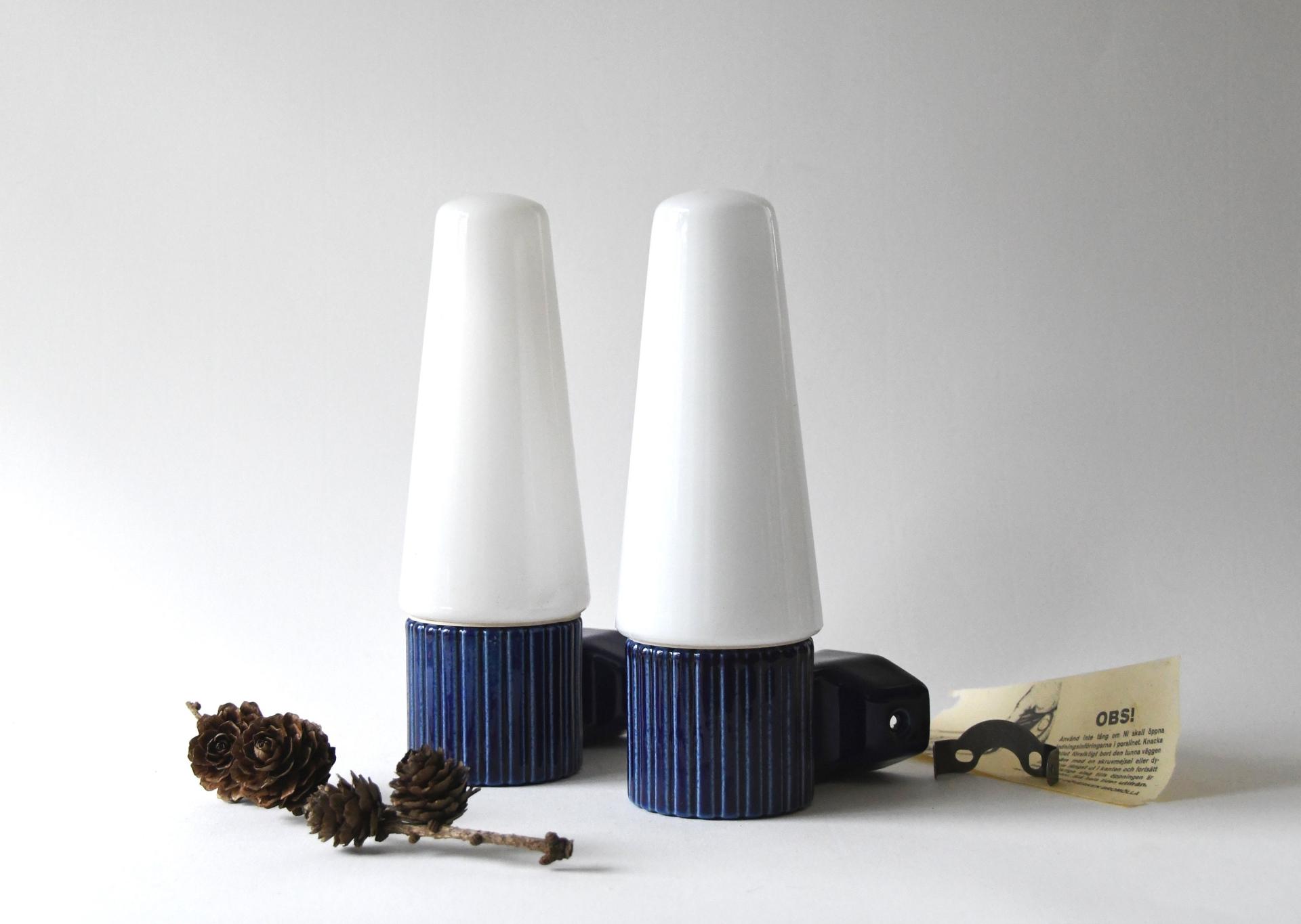 Sigvard Bernadotte for IFÖ. Bathroom Lamps from the Blue Color Palette. Scandinavian mid century lighting