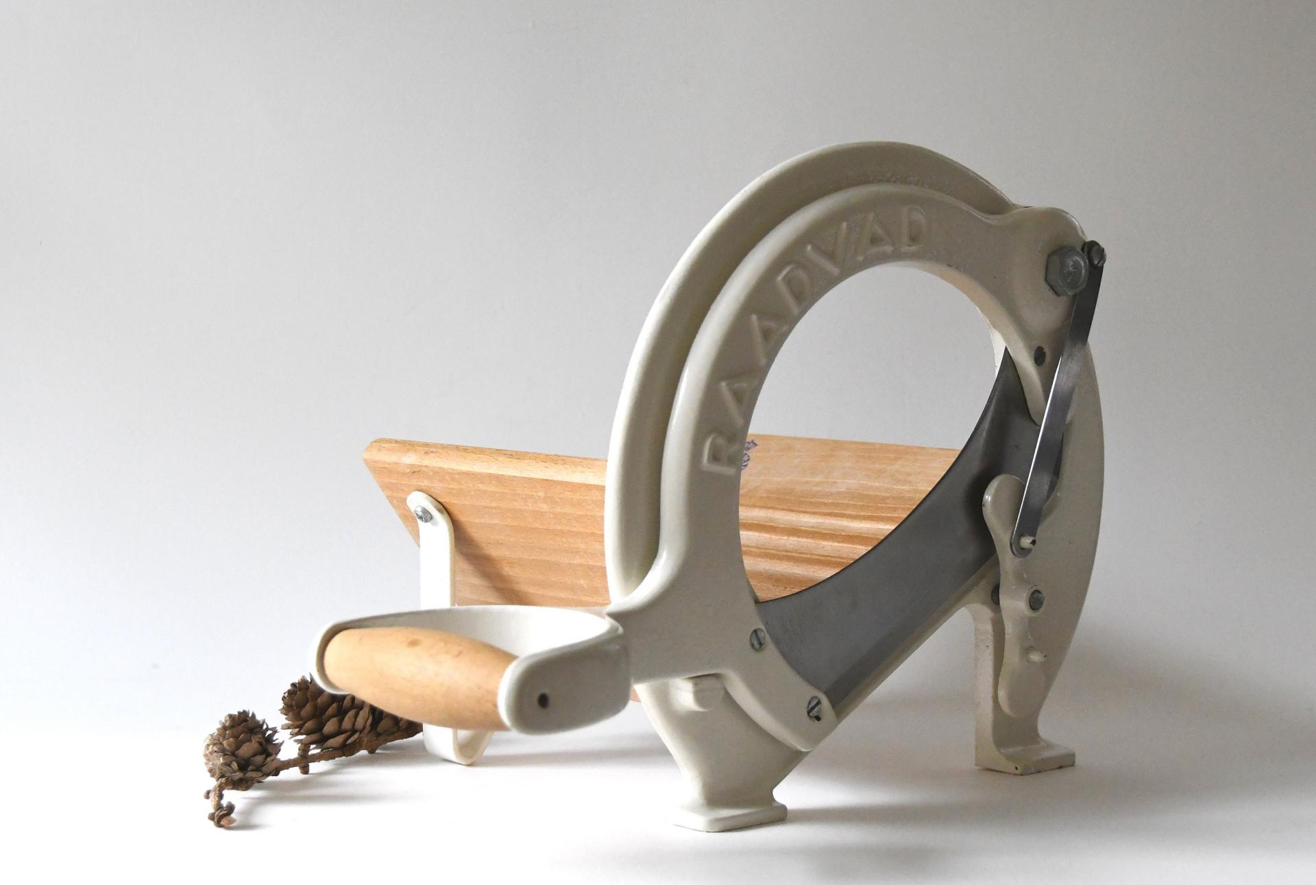 Danish Bread cutter. White Breadslicer Raadvad Denmark. Vintage Industrial Kitchen Design