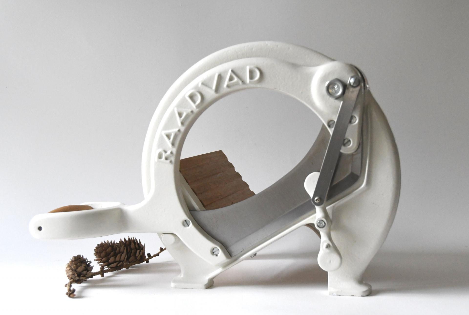 Danish Bread cutter. White Breadslicer Raadvad Denmark. Vintage Industrial Kitchen Design