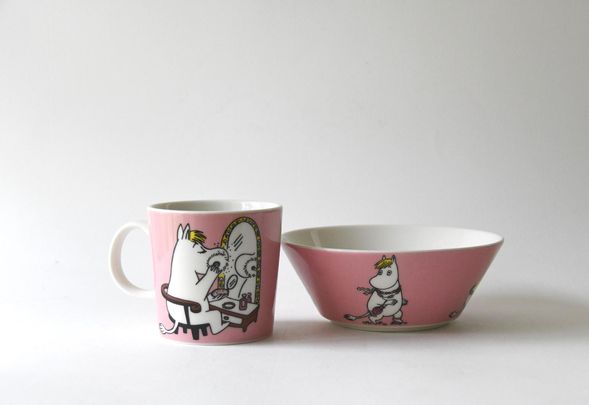 Arabia Finland Moomin. Mug and Bowl. Moomins by Tove Jansson. Snorkmaiden Cup and Cereal bowl