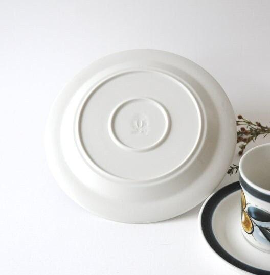 Stavangerflint. Two SENJA plates. design Inger Waage. Plates with Handpainted decor. Stavanger Norway.