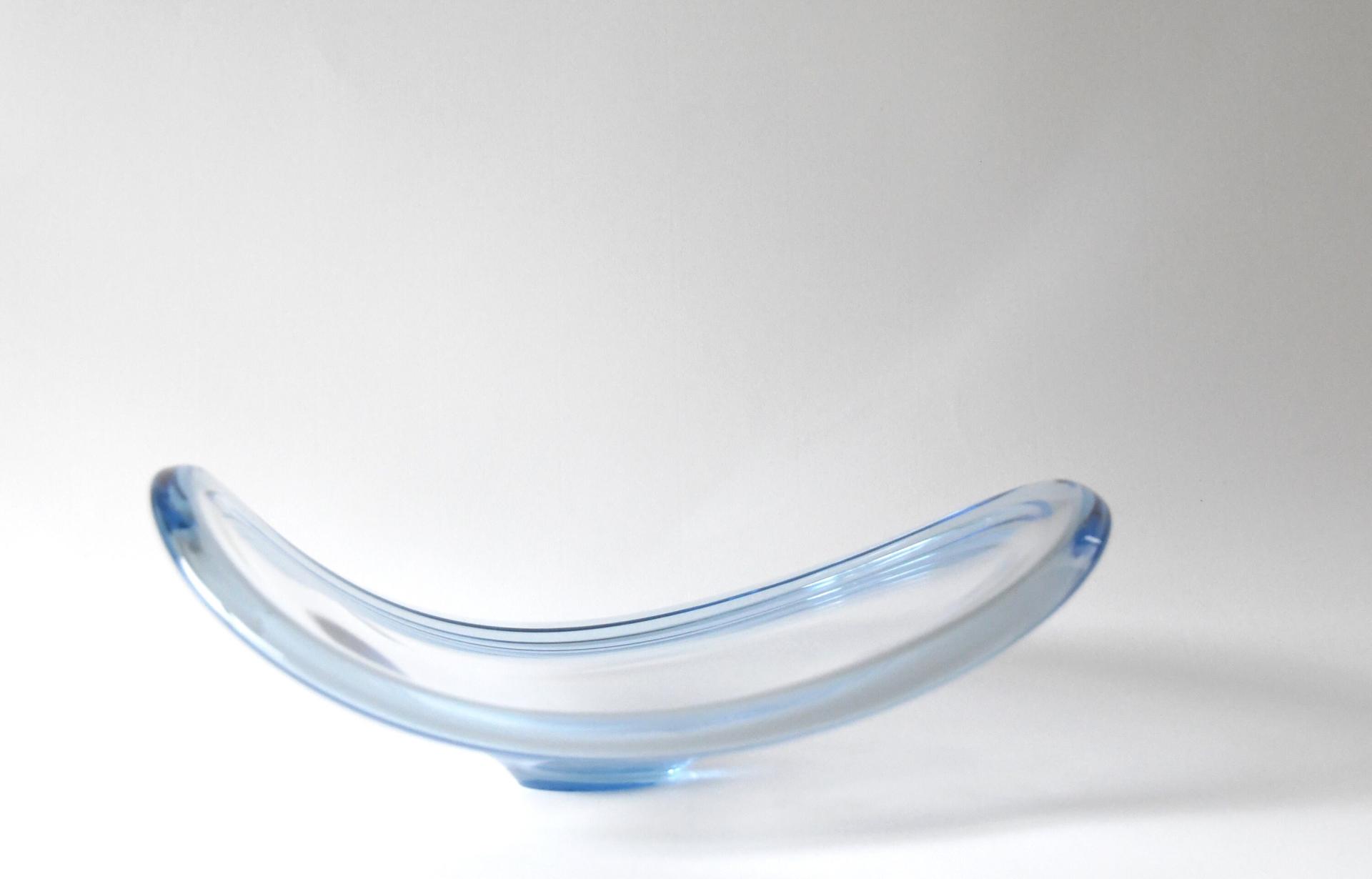 Per Lutken for Holmegaard. THULE Swirl bowl. Aqua blue crystal. Scandinavian modern Art glass